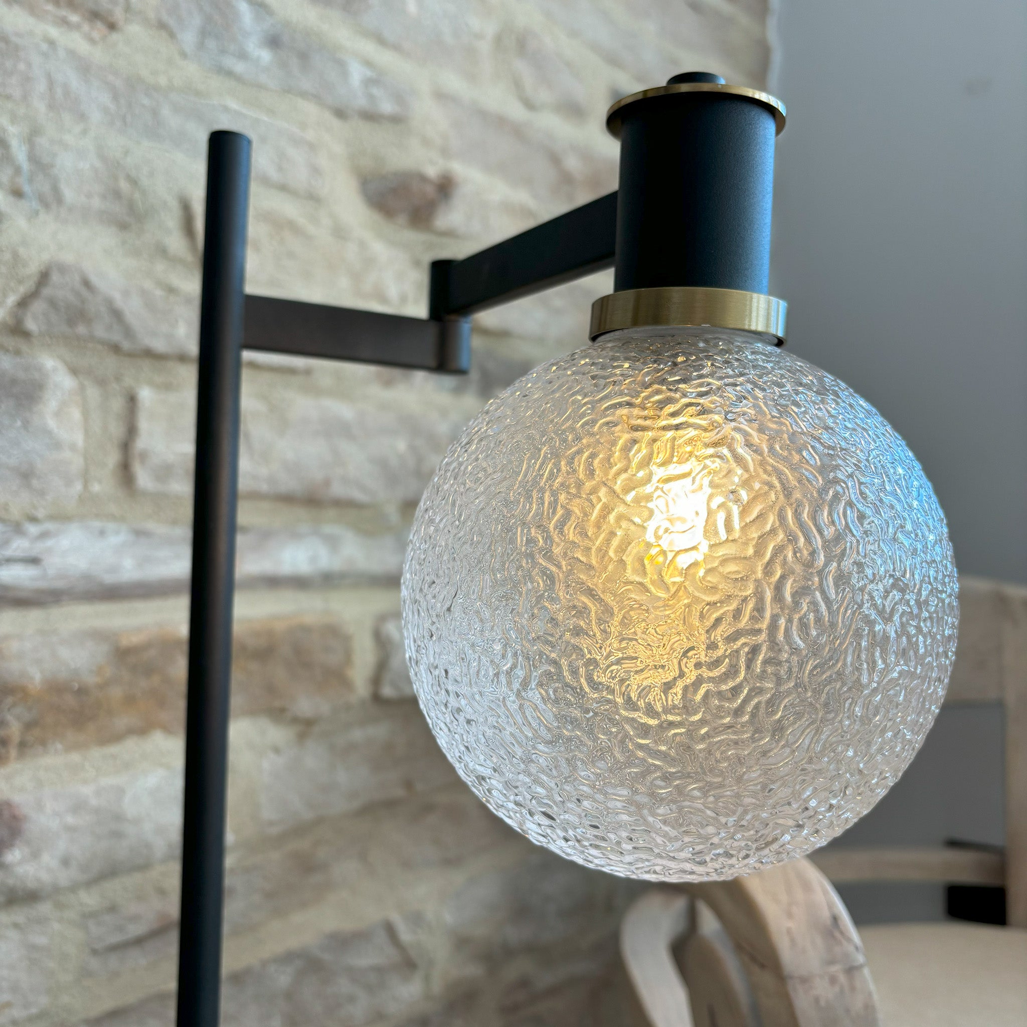 Adjustable Swing Arm Table Lamp with Glass Shade